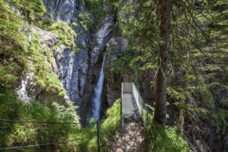 Dietersbach waterfall with viewing platform, Hölltobel, between Gerstruben and Gottenried, near