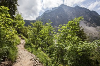 Hiking trail from GaiÃŸalpe to Unterer GaiÃŸalpsee, behind Rubihorn, near Oberstdorf, OberallgÃ¤u,