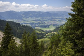 View from the hiking trail from GaiÃŸalpe to Unterer GaiÃŸalpsee into the Illertal, near