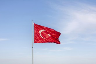 Turkish national flag waving in the wind, Turkey