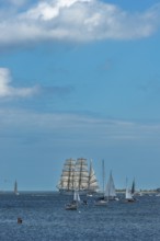 Windjammer parade 2025 on the Kiel Fjord at the end of Kiel Week, tall ship, three-master, sail