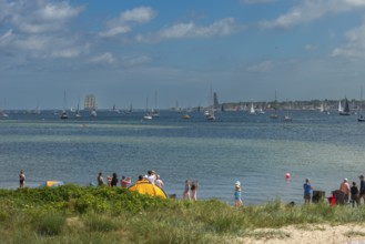Windjammer parade 2025 on the Kiel Fjord at the end of Kiel Week, tall ships, three-master, sail