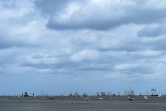 Windjammer Parade 2025 on the Kiel Fjord at the end of Kiel Week, tall ships, three-masters, escort