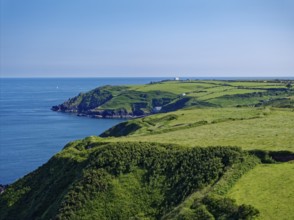 Landscape on the south-east coast near the southern tip of Cornwall on the English Channel.