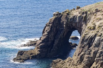 Rock formation and rock gate off the west coast of England in the Atlantic Ocean. Land's End, the