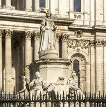 Queen Anne statue, St Paul's cathedral church, City of London, England, UK monarch in 1710 when
