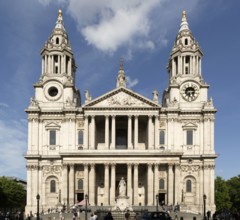 West frontage St Paul's cathedral church, City of London, London, England, UK architect Christopher