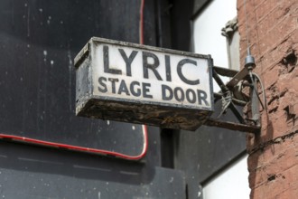 Stage Door sign Lyric theatre, West End, London, England, UK