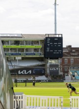 Women cricketers at nets training, Kia Oval cricket ground stadium, Kennington Oval, Lambeth,