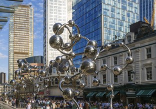 'Infinite Accumulation' artwork by Yayoi Kusame, near Liverpool Street railway station, London,
