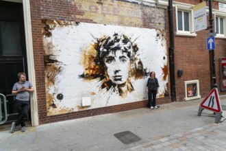 Artwork mural for musical Oliver, Rupert Street, Soho, London, England, UK