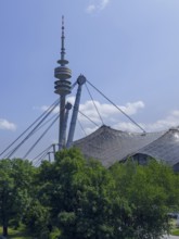 Roof construction, Olympic Tower, Olympic Park, Munich, Bavaria, Germany