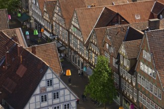 View from the town church tower over the roofs of the historic old town with its four hundred