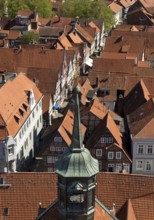 View from the town church tower over the roofs of the historic old town with its four hundred
