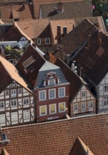 View from the town church tower over the roofs of the historic old town with its four hundred