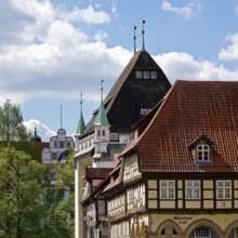 Celle Castle, Bomann Museum and half-timbered house with museum café in the old town, Celle, Lower