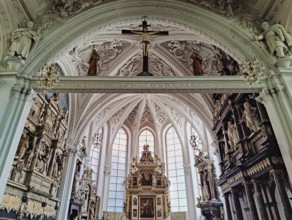 Evangelical Lutheran Church of St Mary, interior view, choir and altar, Celle, Lower Saxony,