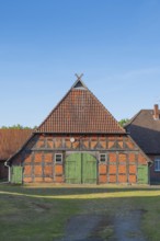 View of an old farm building, Half-timbered, Historical, Böhme, Heidekreis, Rethem Aller, Leine