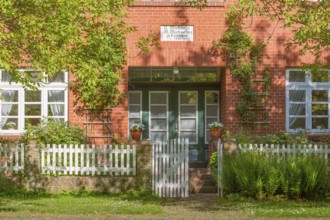 View of the entrance area of a farmhouse, Historic, Frankenfeld, Heidekreis, Bad Fallingbostel,