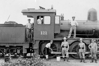 German soldiers in front of a train, China around 1900 Photograph around 1900 from the album of a