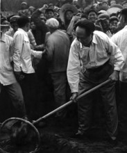 Portrait of Mao Zedong or Mao Tse-tung visiting the Shi San Ling Ming Tombs in 1958