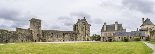 Panorama of Castle ruin of Chateau de Saint-Sauveur-le-Vicomte, Manche, Normandy, France