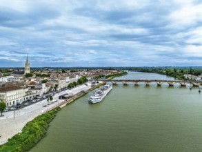 Libourne from a drone, Gironde, Nouvelle-Aquitaine, Saint-Emilion and Pomerol, Southwestern France