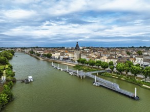 Libourne from a drone, Gironde, Nouvelle-Aquitaine, Saint-Emilion and Pomerol, Southwestern France
