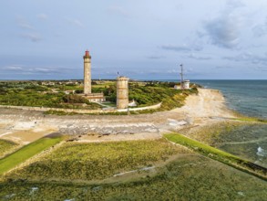 WHALE LIGHTHOUSE from a drone, Saint-Clement-des-Baleines, Atlantic, France