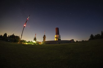 The stars shine in the sky above the summit of the GroÃŸer Feldberg in the Taunus, near Frankfurt
