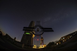 The Milky Way passes over the summit of the GroÃŸer Feldberg in the Taunus, near Frankfurt am Main,