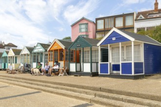 Seaside beach huts on the seafront at Southwold, Suffolk, England, UK