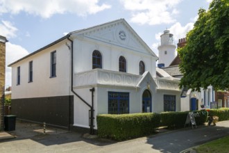 Wesleyan Chapel building 1835 and lighthouse, Southwold, Suffolk, England, UK