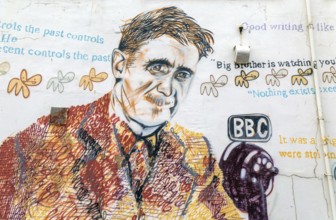 George Orwell mural picture Southwold, Suffolk, England, UK by artist Charles Uzzell-Edwards 2014