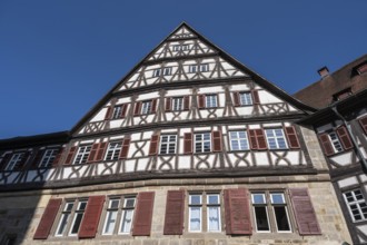 Detailansicht von einem historischen Fachwerkhaus, Sektkellerei Kessler, ehemaliger Speyrer