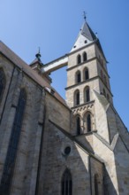 Detailed view of the twin towers of St Dionys' Church in the old town of Esslingen, Esslingen am