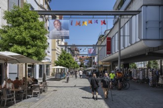 The BahnhofstraÃŸe, shopping street, pedestrian zone, shopping mile in Esslingen am Neckar,