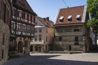 Historic half-timbered houses surround Georg Christian von Kessler Platz, Kessler sparkling wine