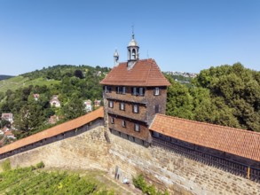 Aerial view of the Hochwacht and the Seilergang, part of the historic city fortifications, sight in