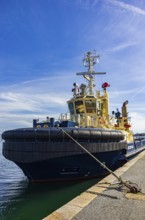 The tug SVITZER GAIA is moored in the harbour of Lysekil, BohuslÃ¤n, VÃ¤stra Götalands lÃ¤n,