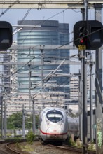 Rail traffic in the Netherlands, ICE 3neo of Deutsche Bundesbahn on the way to Amsterdam Centraal,