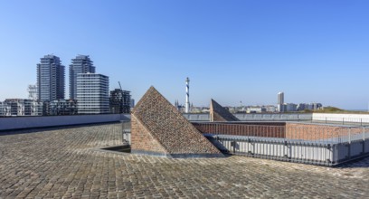 Skyline of the city Ostend, Oostende seen from Fort Napoleon of the Napoleonic era in the dunes