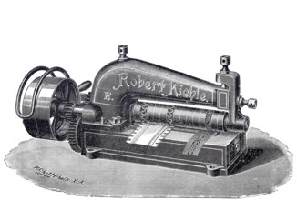 Leather processing, leather pinking machine by Robert Kiehle, around 1880, digitally improved