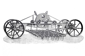 Agriculture, tillage, steam harrow by John Fowler, c. 1860, digitally enhanced reproduction of a