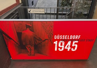 Stairway to the historic air raid shelter, Düsseldorf, North Rhine-Westphalia, Germany