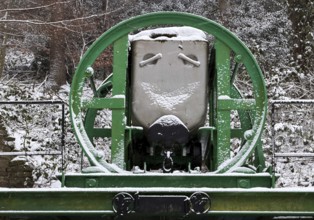 Loading station of the former Jupiter colliery in winter, Bergbauwanderweg Muttental, Witten, Ruhr