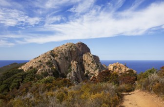 Bizarre rock formations on Capo Rosso, Piana, Corse-du-Sud department, west coast, Corsica,