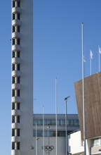 Tower with external staircase, Olympic Stadium, architects Yrjö Lindegren and Toivo Jäntti,