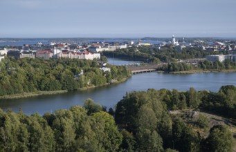 View from the Olympic Stadium tower over forest and lakes Töölönlahti and Eläintarhanlahti of