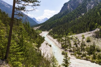 Isar cycle path to the source of the Isar in the Hinterau Valley, upper reaches of the Isar,